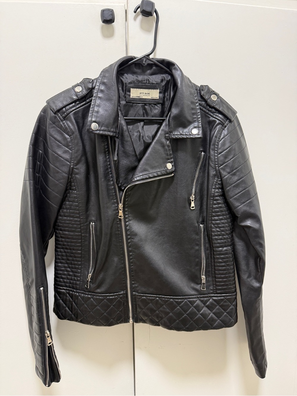Faux leather motorcycle style jacket